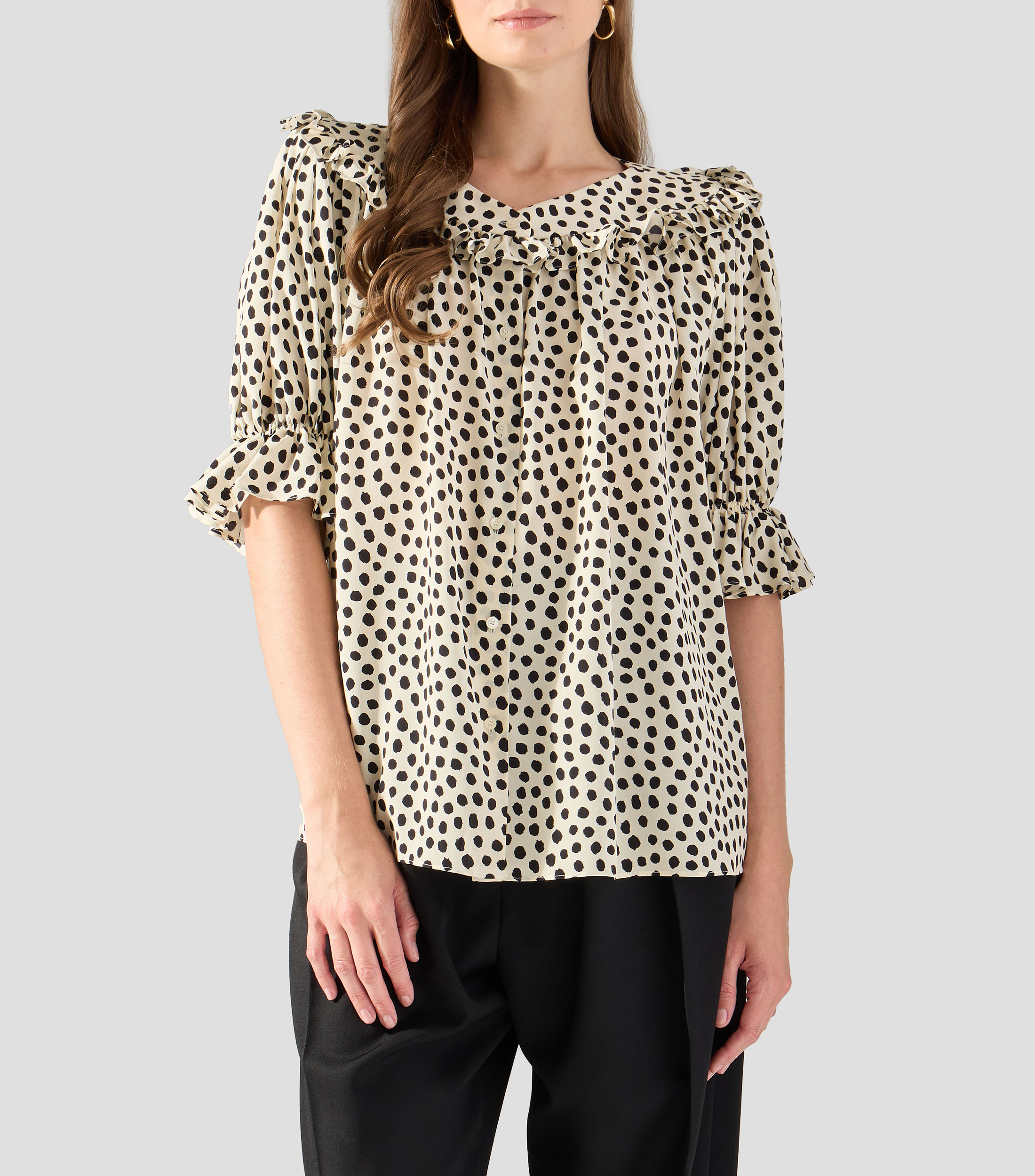 Blusa estampada manga corta Mujer